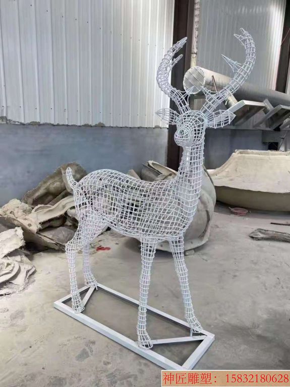 不銹鋼編制工藝鹿雕塑 動物小鹿雕塑