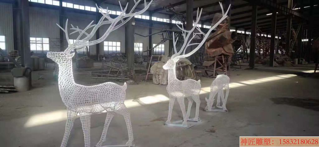 不銹鋼編制工藝鹿雕塑 動物小鹿雕塑2